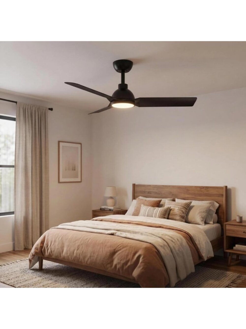 Modern 42" Black Ceiling Fan with Remote, LED Lights, 3 Speed, Quiet, Dimmable